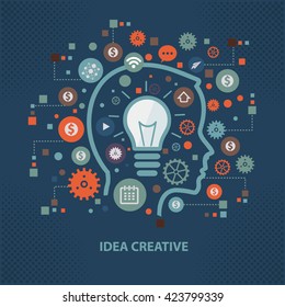 Idea,creative concept design on dark background,vector