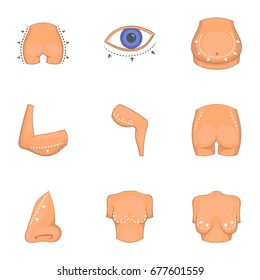 Ideal body shape icon set. Cartoon set of 9 ideal body shape vector icons for web isolated on white background