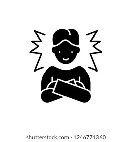 Ideal employee black icon, vector sign on isolated background. Ideal employee concept symbol, illustration 