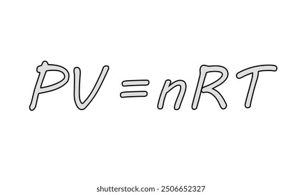 Ideal gas law equation. Pressure, volume, amount of substance, ideal gas constant and temperature.