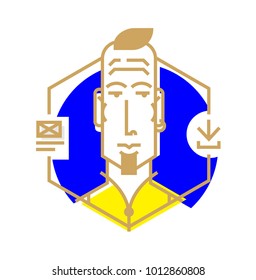 Ideal icon for your flashy design projects. Image is isolated on white background. Character in the cartoon style. Avatar of a young man in a vector. Flat style icons.