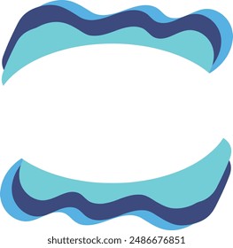 Ideal for modern design projects, this abstract composition features two blue and teal wavy shapes forming a dynamic frame. Suitable for digital backgrounds and high tech concepts.