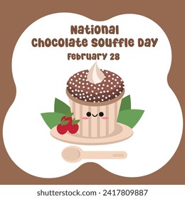 Ideal para las celebraciones del Día Nacional del Chocolate Souffle, este gráfico vectorial representa la festividad.