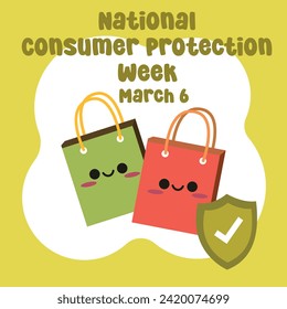 Ideal for National Consumer Protection Week celebrations, this vector graphic represents the week.