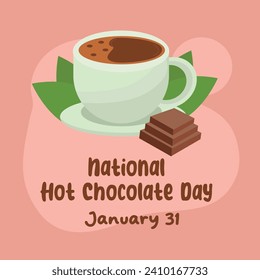 Ideal for National Hot Chocolate Day celebrations, this vector graphic depicts the holiday.