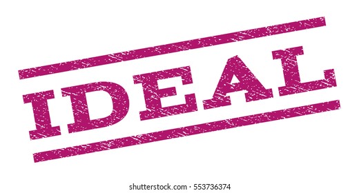 Ideal watermark stamp. Text tag between parallel lines with grunge design style. Rubber seal stamp with scratched texture. Vector purple color ink imprint on a white background.