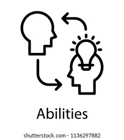 
Ideas being transferred from lower skull to upper skull and vice versa, icon or abilities 
