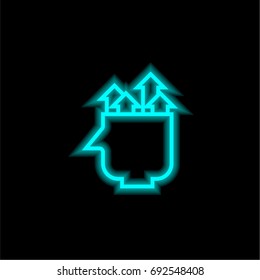Ideas blue glowing neon ui ux icon. Glowing sign logo vector
