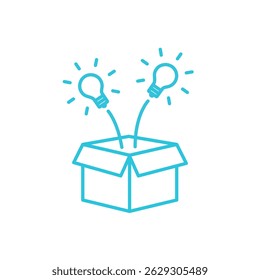 Ideas que estallan fuera de la caja, aislado en el fondo blanco.