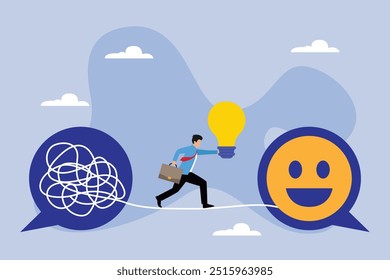 Ideias para solução de problema de negócios 2d ilustração de vetor plana