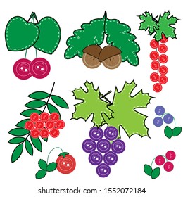 Ideas for children's creativity from buttons. Make your own handmade card with your children. Create various pictures with berries from buttons.
