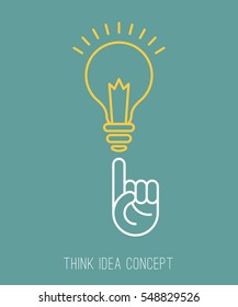 Ideas concept Bulb light on Fingertip, Business idea, Flat style vector illustration EPS 10.