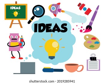 Ideas concepto dibujado a mano Doodle conjunto de objetos y símbolos