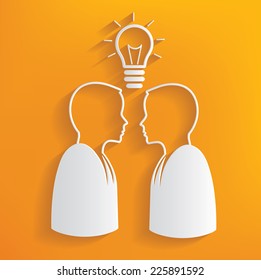 Ideas concept on yellow background,clean vector