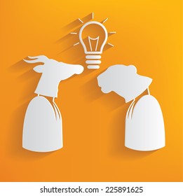 Ideas concept on yellow background,clean vector