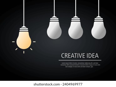 Ideas, creativity and innovation are born. It is a metaphor of a light bulb over a black background.