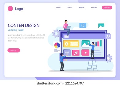 Ideas for designer content. UI design landing page website flat vector template