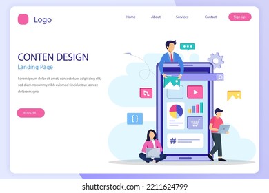Ideas for designer content. UI design landing page website flat vector template
