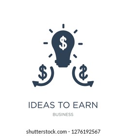ideas to earn money icon vector on white background, ideas to earn money trendy filled icons from Business collection, ideas to earn money vector illustration