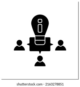 Ideas exchange glyph icon. Crowdsourcing. Sharing meaning with like-minded people. Communication sourced via Internet.New media concept.Filled flat sign. Isolated silhouette vector illustration