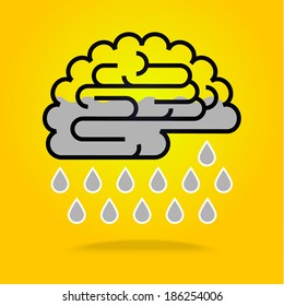 Ideas falling from brain cloud. Concept of idea.