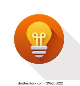 Ideas flat icon on white background with long shadow. Vector illustration.