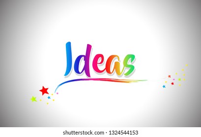 Ideas Handwritten Word Text with Rainbow Colors and Vibrant Swoosh Design Vector Illustration.