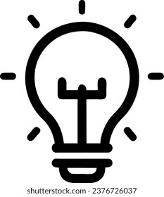 Ideas icon. Light bulb linear vector isolated on transparent background. Idea sign, solution, thinking concept. Lighting, electricity, shine, electric lamp. Isolated on a white background