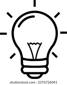 Ideas icon. Light bulb linear vector isolated on transparent background. Idea sign, solution, thinking concept. Lighting, electricity, shine, electric lamp. Isolated on a white background