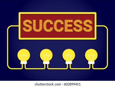 ideas icon link to success text, creative design, vector illustration