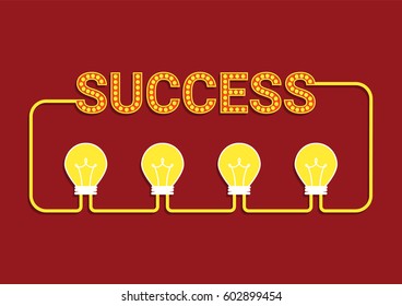 ideas icon link to success text, creative design, vector illustration
