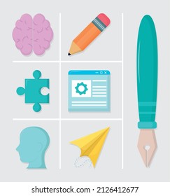 ideas icon set on gray background