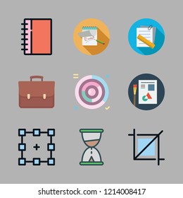 ideas icon set. vector set about hourglass, portfolio, graphic design and graphics icons set.