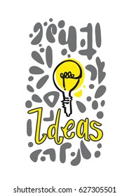 Ideas. Illuminated light bulbs with abstract background. Vector design for web, poster, cards and other applications.