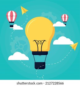 ideas illustration with hot air balloons