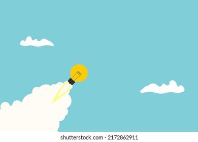 Ideas inspiration concepts with rocket lightbulb. Business creativity and inspiration concepts . motivation for success. think big ideas