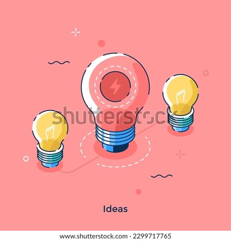 Ideas isometric concept vector illustration. Invent alternative business boosting. Task solution cartoon composition on pink background for web design. Creative idea for website, mobile, presentation