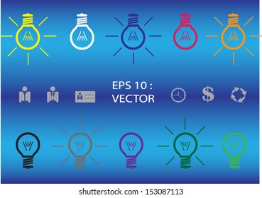 Ideas Lamp and business icon, eps 10 vector