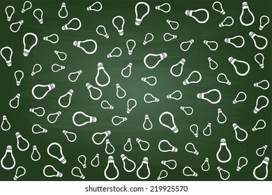 Ideas Light Bulb Concept Background On Green Chalkboard