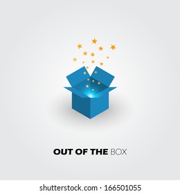 Ideas out of the box icon, innovate business concept, vector design. 