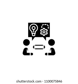 Ideas sharing black icon concept. Ideas sharing flat  vector symbol, sign, illustration.