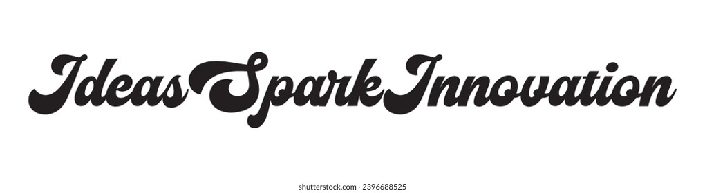 ideas spark innovation text on white background.