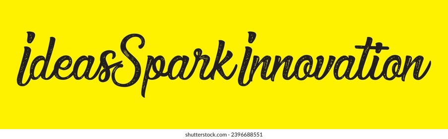 ideas spark innovation text on yellow background.