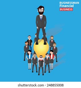 Ideas teamwork,character design on blue background,clean vector