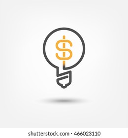 Ideas that pay off conceptual symbol. Light bulb with dollar sign.