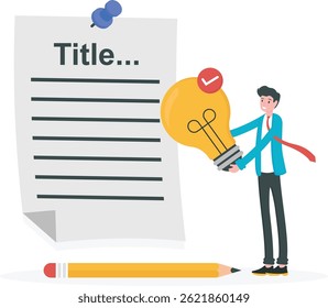 Ideias para o título da pesquisa de tese de bacharelado ou projeto final. soluções e sugestões para determinar o título do estudo. Dicas e truques. educação, conhecimento, propostas de pesquisa.

