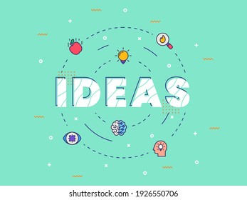 ideas typography calligraphy word art background of creative icon set collection with filled color style