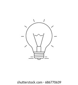 Ideas Vector Line Icon. Burning light bulb symbol of thought. Eureka