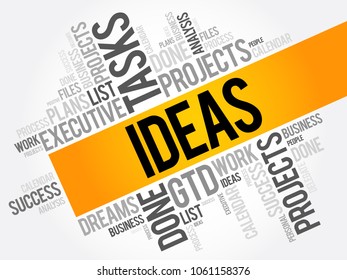 Ideas word cloud collage, business concept background