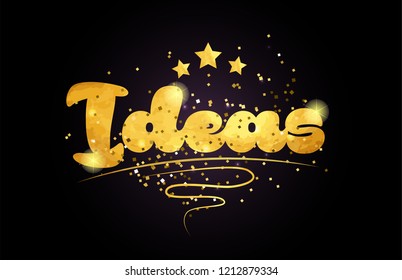 ideas word with star and golden color suitable for card icon or typography logo design